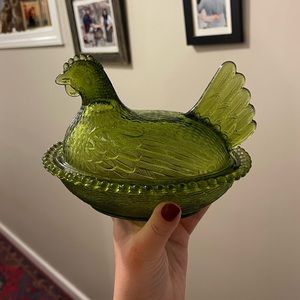 Indiana Glass Green Hen